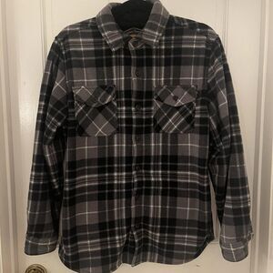 Freedom Foundry Mens Super Plush Lined Sherpa Black Collar Flannel Jacket Size M
